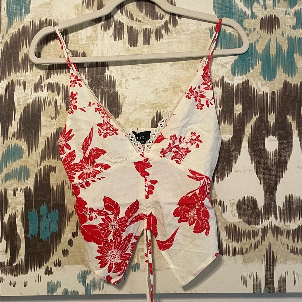 Vici Beautiful Red Floral Top